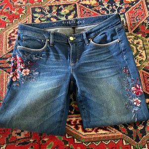 Embroidered WHBM Girlfriend Jeans